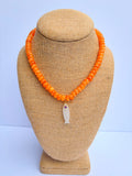 Orange Rondelle + White Fish with purple stone necklace